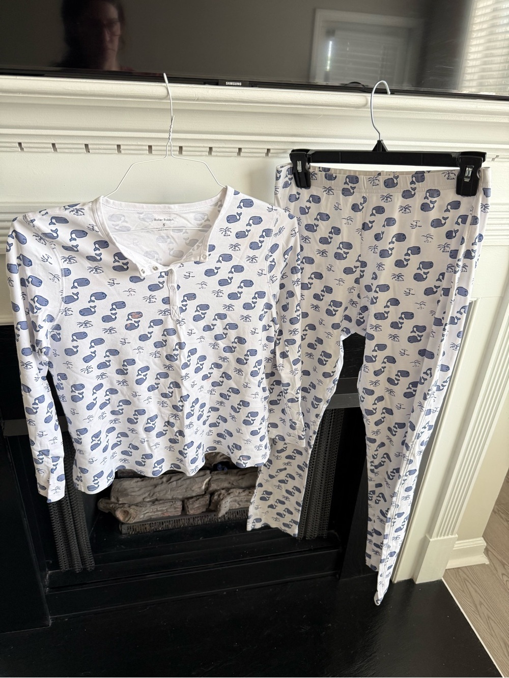Roller Rabbit Whale White and Blue Printed Pajama Set (see pics)